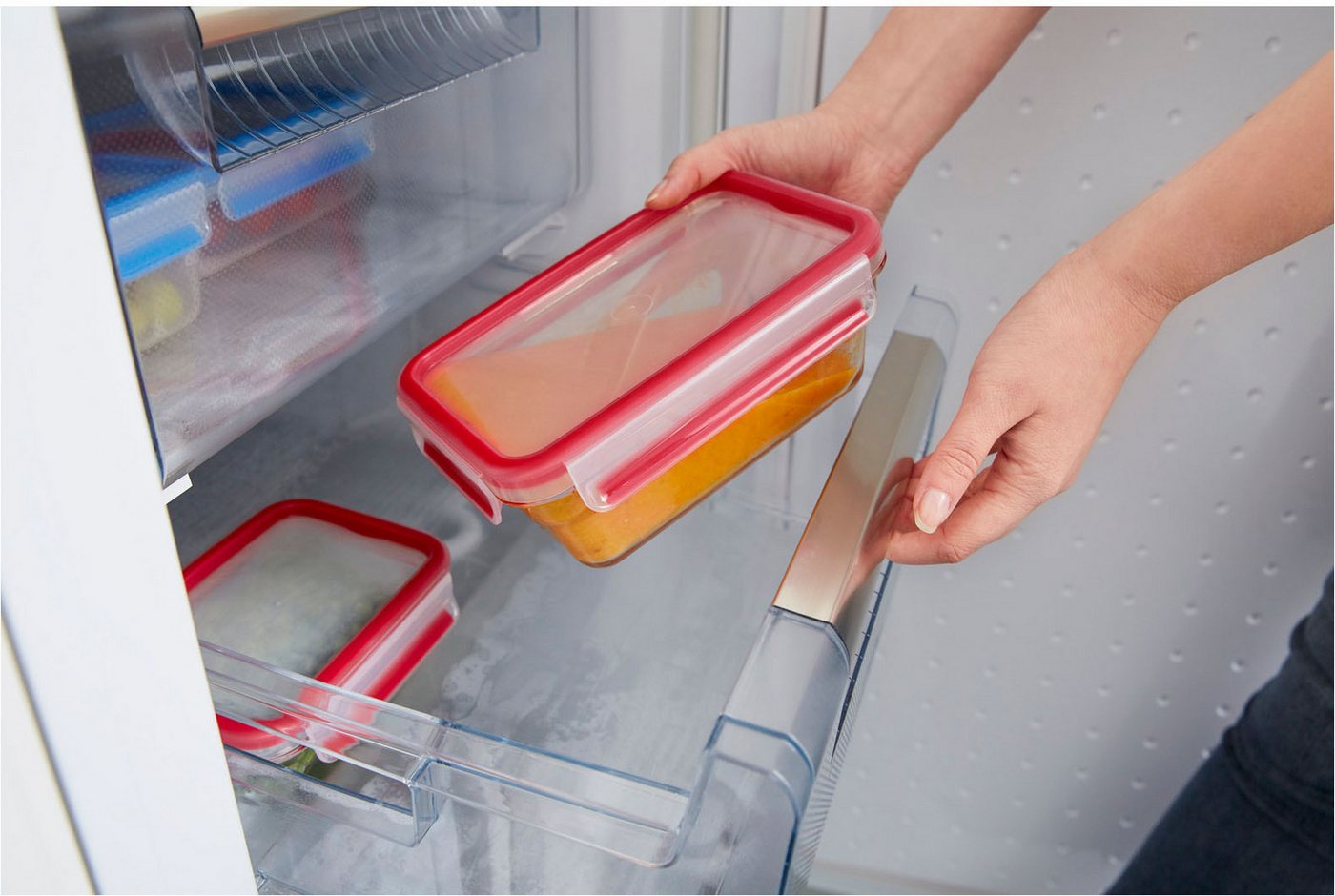Emsa Frischhaltedose Clip & Close Glas Set, rechteckig, 100 % dichte Aufbewahrungsboxen, Glas, (Set, 4-tlg., 4 Dosen mit Deckel), spülmaschinen-, gefrier-, back – Bild 3 von 5