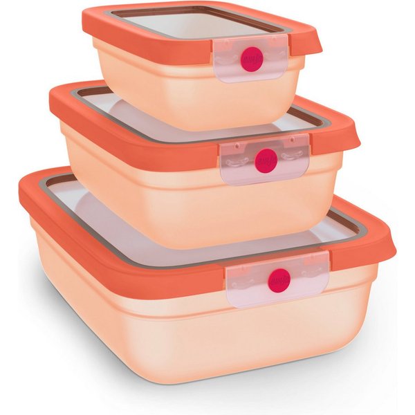 Emsa Frischhaltedose oneClick, Polyprophylen (PP), (Set, 3-tlg), verschlossen mit nur 1 x Klick, 100% dicht, made in Germany