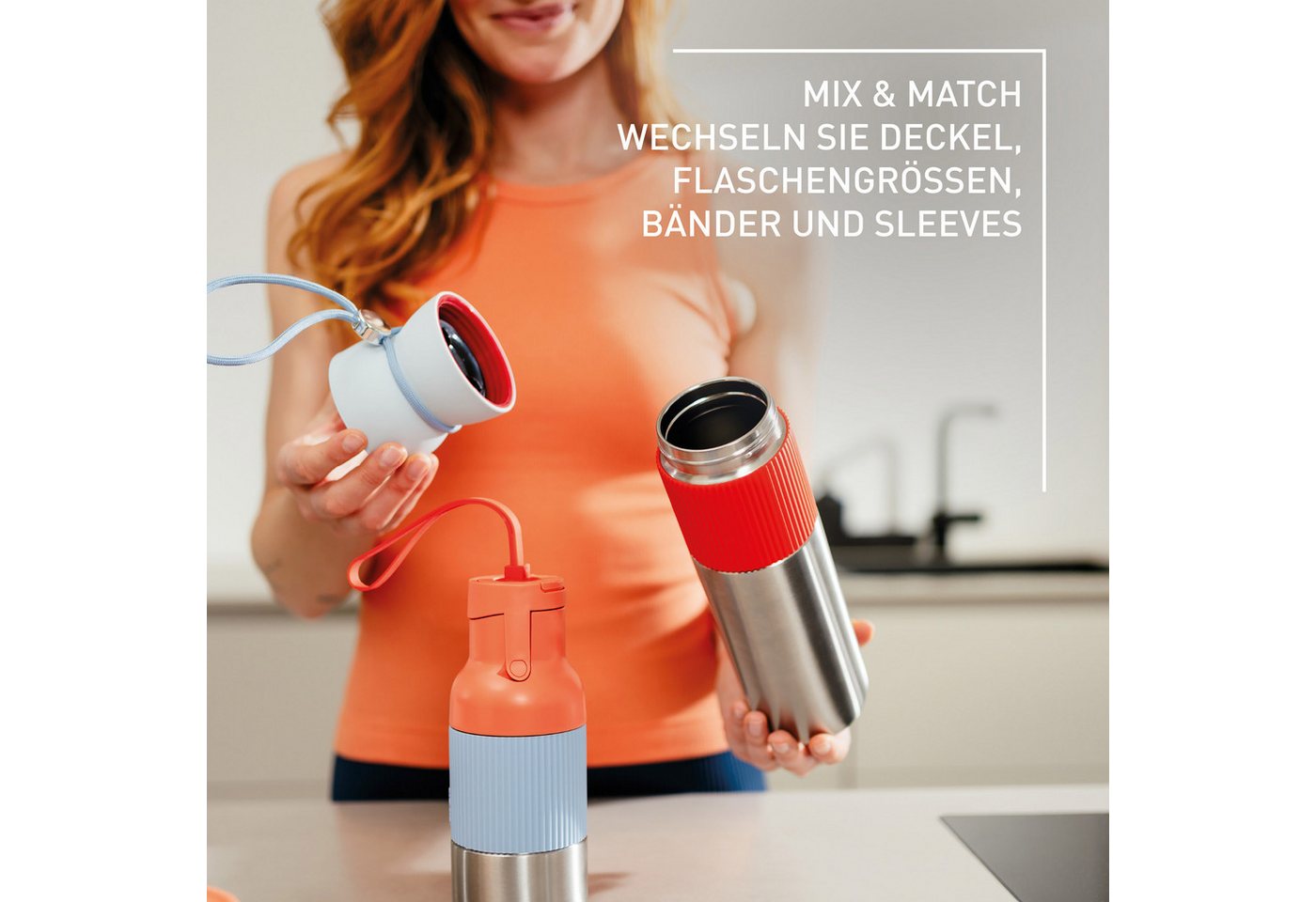 Emsa Isolierflasche beYou Twist, mit integriertem Sieb und Trageband, 100% dicht, spülmaschinengeeignet – Bild 4 von 5