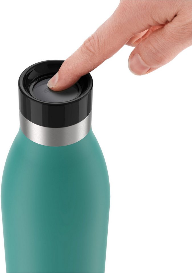 Emsa Isolierflasche Trinkflasche Bludrop, 1 Liter, auslaufsicher, 360°-rundum-Trinköffnung, 40 h kalt, 20 h warm – Bild 3 von 5