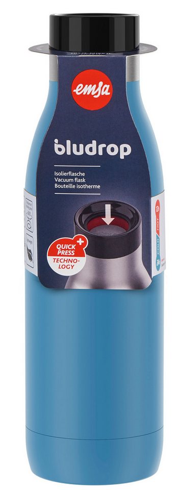 Emsa Isolierflasche Trinkflasche Bludrop, Edelstahl, Quick-Press Deckel, 360° Trinkgenuss, 12h warm/24h kühl – Bild 2 von 5