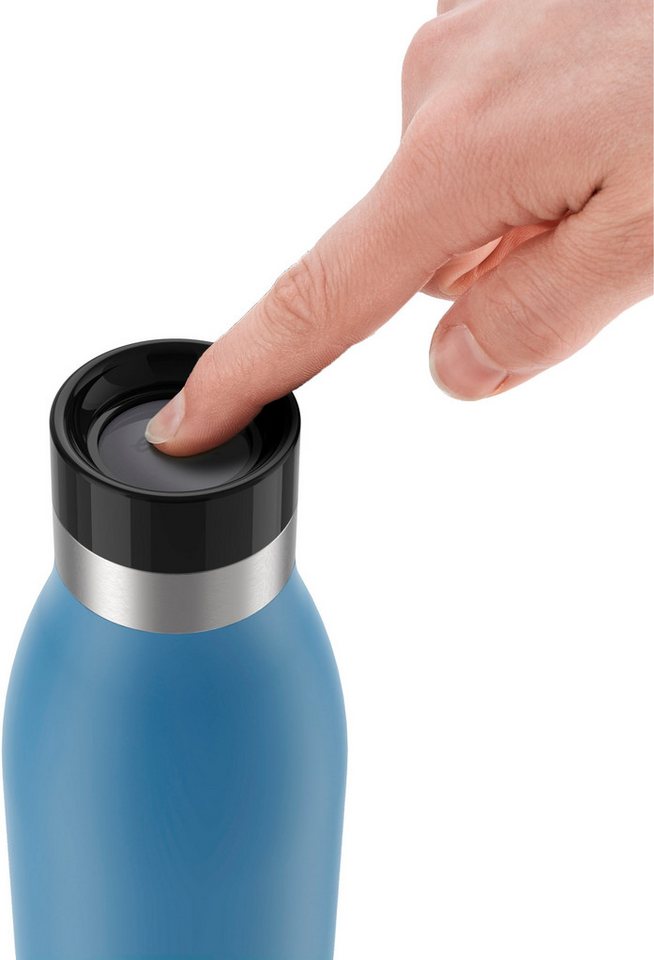 Emsa Isolierflasche Trinkflasche Bludrop, Edelstahl, Quick-Press Deckel, 360° Trinkgenuss, 12h warm/24h kühl – Bild 4 von 5