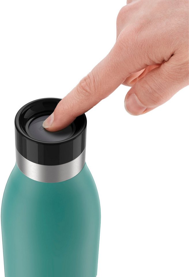 Emsa Isolierflasche Trinkflasche Bludrop, Edelstahl, Quick-Press Deckel, 360° Trinkgenuss, 12h warm/24h kühl – Bild 4 von 5