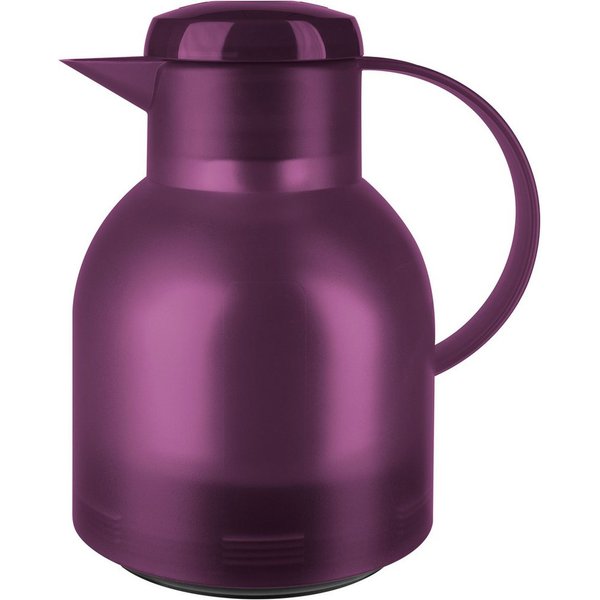 Emsa Isolierkanne Samba, 1 l, zeitloses Design, einfacher Knopfdruck, 24h kalt, 12h warm