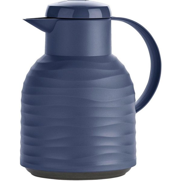 Emsa Isolierkanne Samba Wave, 1 l, Made in Germany, 12h warm/24h kalt, Quick-Press-Deckel, Glaskolben