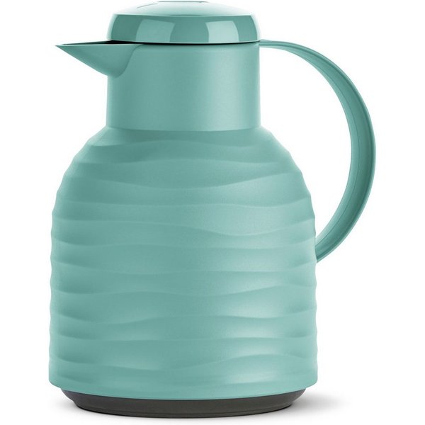 Emsa Isolierkanne Samba Wave, 1 l, Made in Germany, 12h warm/24h kalt, Quick-Press-Deckel, Glaskolben