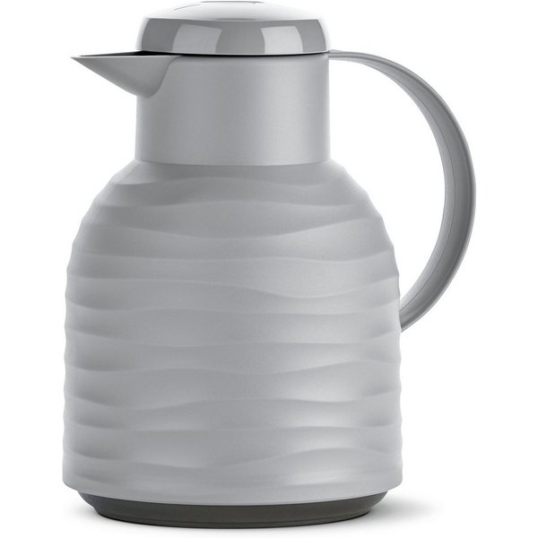Emsa Isolierkanne Samba Wave, 1 l, Made in Germany, 12h warm/24h kalt, Quick-Press-Deckel, Glaskolben