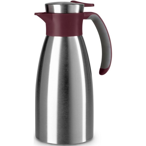 Emsa Isolierkanne Soft Grip, 1 l, (1-St), Quick Tip Verschluss, rutschfester Halt, 12 h heiß, 24 h kalt