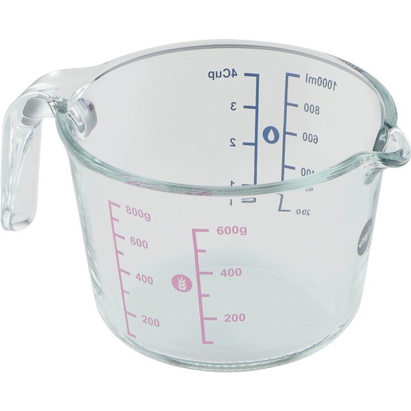 Emsa Messbecher Prep&Bake, Glas, (1-St), doppelte Skalierung f. feste & flüssige Zutaten, Ausgießlippe