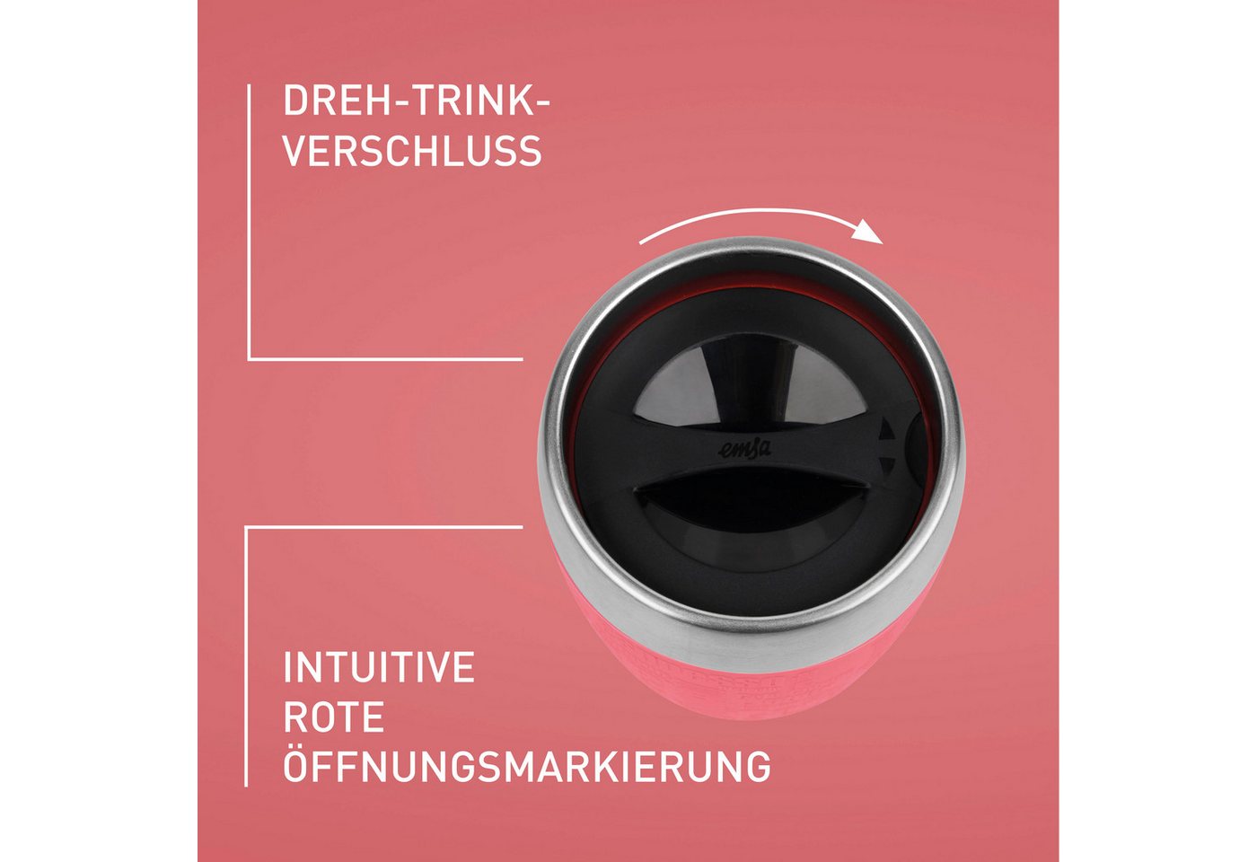 Emsa Thermobecher Travel Cup, 1-tlg., Edelstahl, Silikon, 0,2 Liter, Edelstahl, Trink- und Eisbecher, gummierte Manschette – Bild 5 von 5