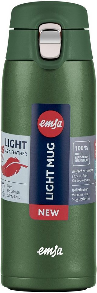 Emsa Thermobecher Travel Mug, Edelstahl, Kunststoff, 0,4L, leicht, Edelstahl, Klappverschluss, 100% dicht, 8h heiß/16h kalt – Bild 2 von 5
