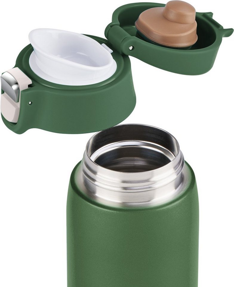 Emsa Thermobecher Travel Mug, Edelstahl, Kunststoff, 0,4L, leicht, Edelstahl, Klappverschluss, 100% dicht, 8h heiß/16h kalt – Bild 4 von 5