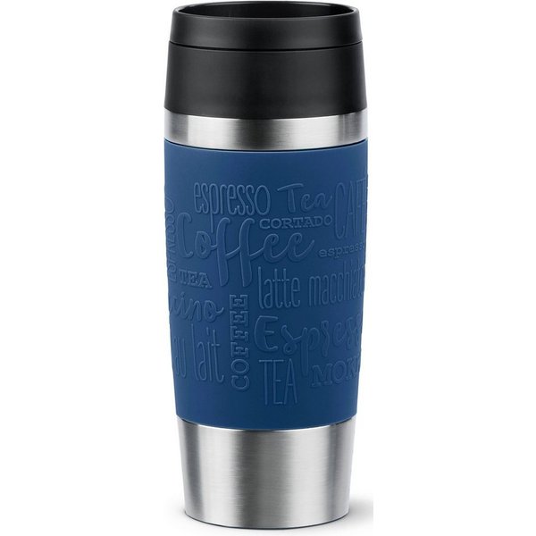Emsa Thermobecher Travel Mug Classic, mit 360°-Trinköffnung, auslaufsicher, rutschfest, Edelstahl, Kunststoff, Silikon, 4h heiß, 8h kalt - 360 ml / 6h heiß, 12h