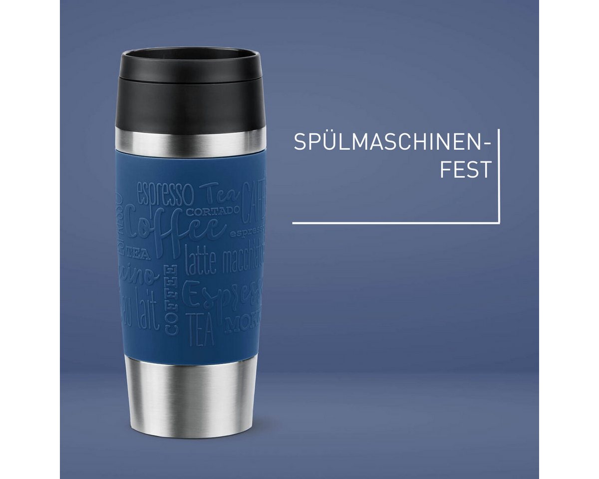 Emsa Thermobecher Travel Mug Classic, mit 360°-Trinköffnung, auslaufsicher, rutschfest, Edelstahl, Kunststoff, Silikon, 4h heiß, 8h kalt - 360 ml / 6h heiß, 12h – Bild 4 von 5