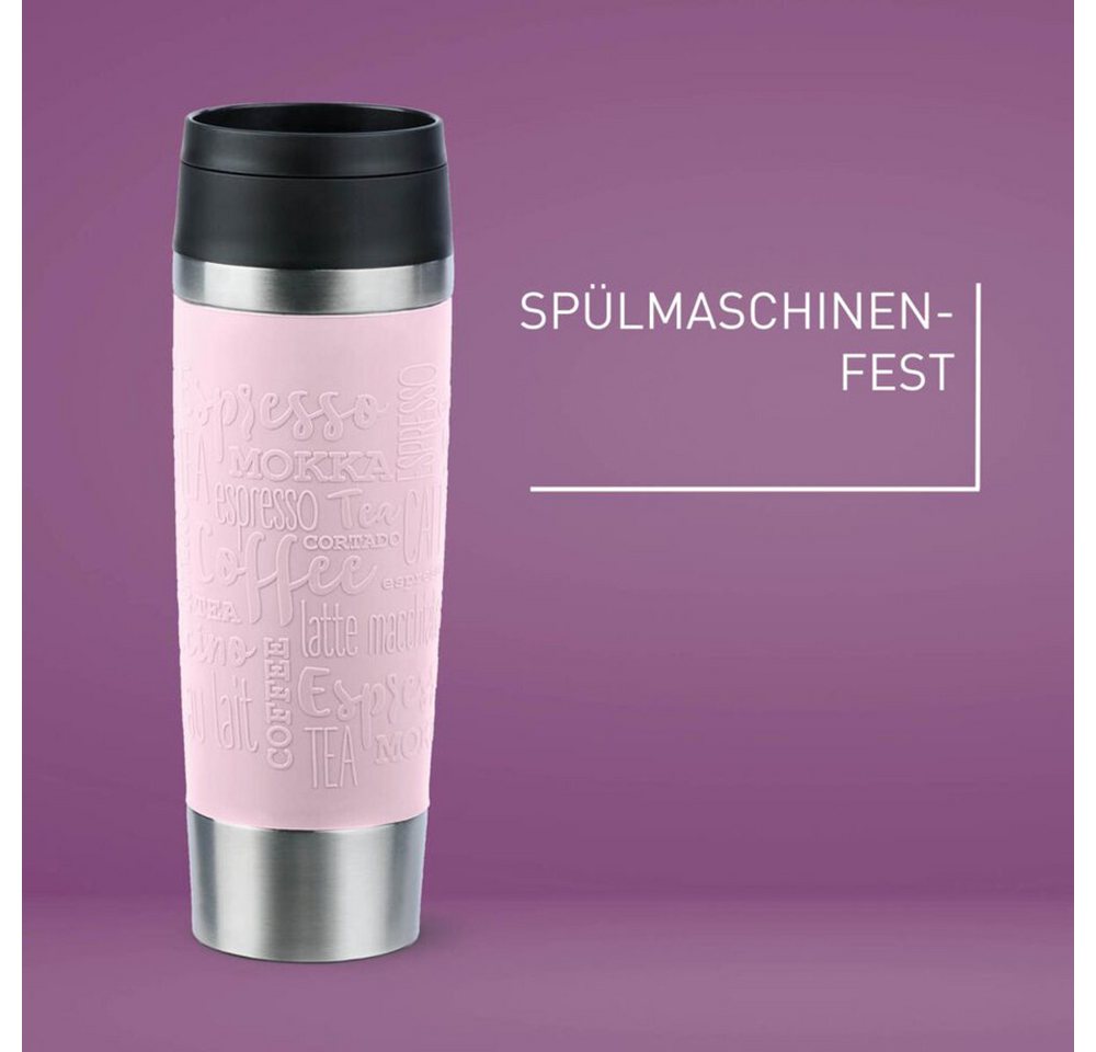 Emsa Thermobecher Travel Mug Classic, mit 360°-Trinköffnung, auslaufsicher, rutschfest, Edelstahl, Kunststoff, Silikon, 4h heiß, 8h kalt - 360 ml / 6h heiß, 12h – Bild 4 von 5