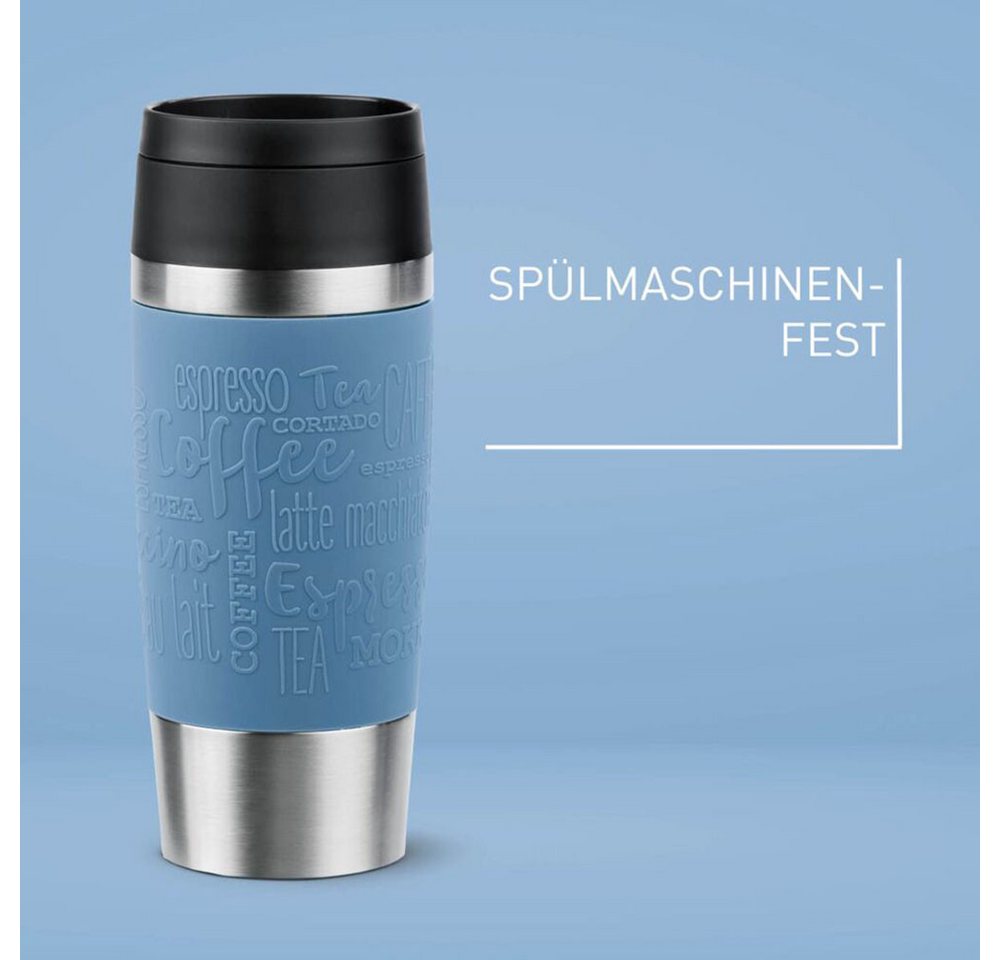 Emsa Thermobecher Travel Mug Classic, mit 360°-Trinköffnung, auslaufsicher, rutschfest, Edelstahl, Kunststoff, Silikon, 4h heiß, 8h kalt - 360 ml / 6h heiß, 12h – Bild 4 von 5