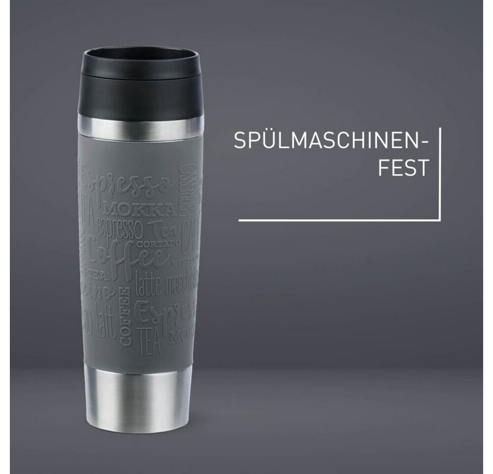 Emsa Thermobecher Travel Mug Classic, mit 360°-Trinköffnung, auslaufsicher, rutschfest, Edelstahl, Kunststoff, Silikon, 4h heiß, 8h kalt - 360 ml / 6h heiß, 12h – Bild 4 von 5
