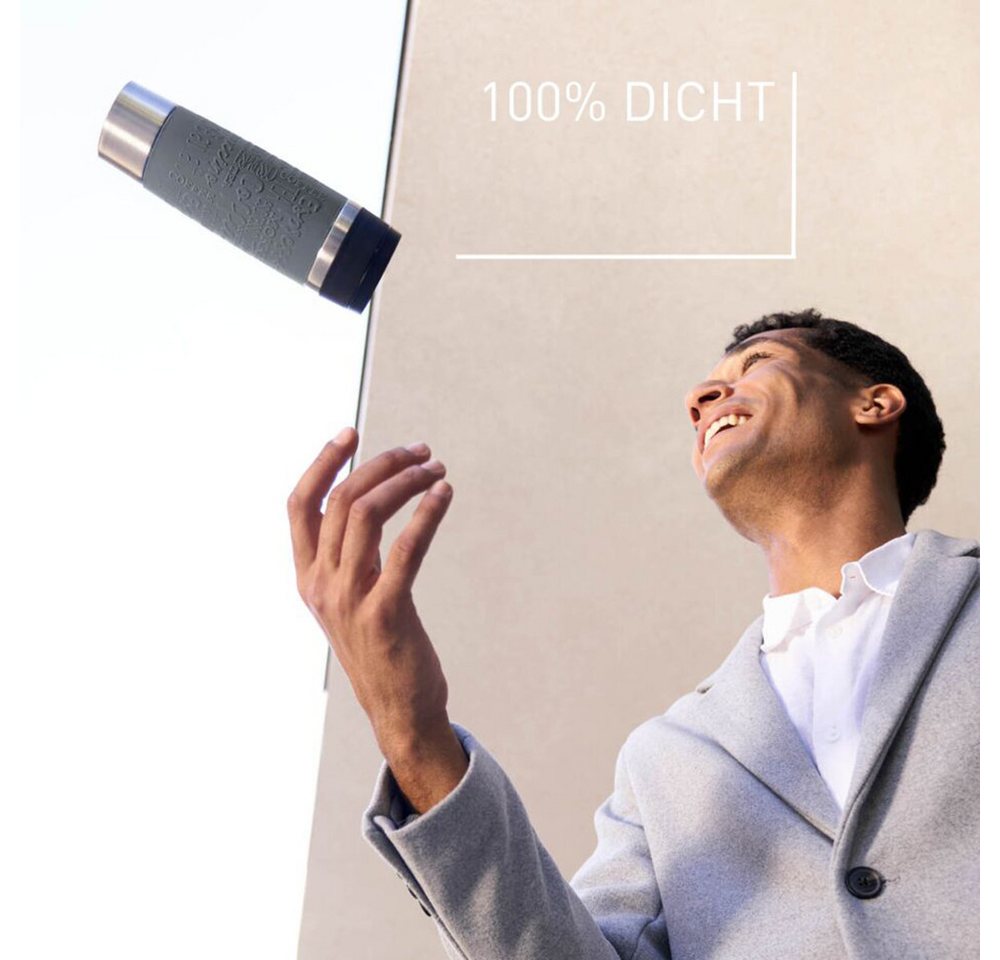 Emsa Thermobecher Travel Mug Classic, mit 360°-Trinköffnung, auslaufsicher, rutschfest, Edelstahl, Kunststoff, Silikon, 4h heiß, 8h kalt - 360 ml / 6h heiß, 12h – Bild 5 von 5