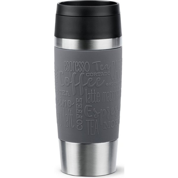 Emsa Thermobecher Travel Mug Classic, mit 360°-Trinköffnung, auslaufsicher, rutschfest, Edelstahl, Kunststoff, Silikon, 4h heiß, 8h kalt - 360 ml / 6h heiß, 12h