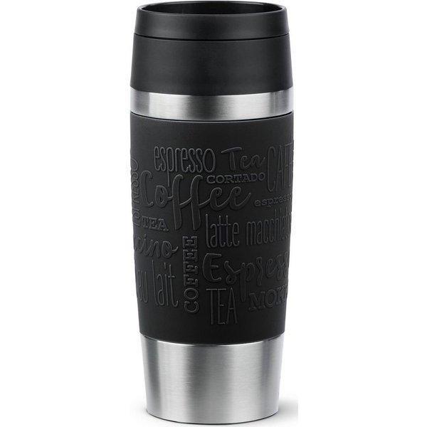 Emsa Thermobecher Travel Mug Classic, mit 360°-Trinköffnung, auslaufsicher, rutschfest, Edelstahl, Kunststoff, Silikon, 4h heiß, 8h kalt - 360 ml / 6h heiß, 12h