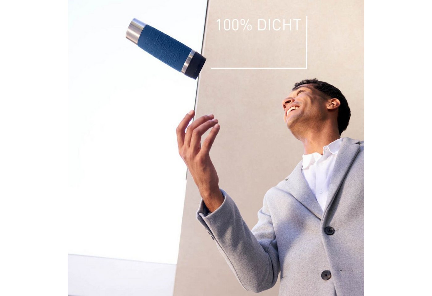 Emsa Thermobecher Travel Mug Classic, mit 360°-Trinköffnung, auslaufsicher, rutschfest, Edelstahl, Kunststoff, Silikon, 4h heiß, 8h kalt - 360 ml / 6h heiß, 12h – Bild 3 von 5