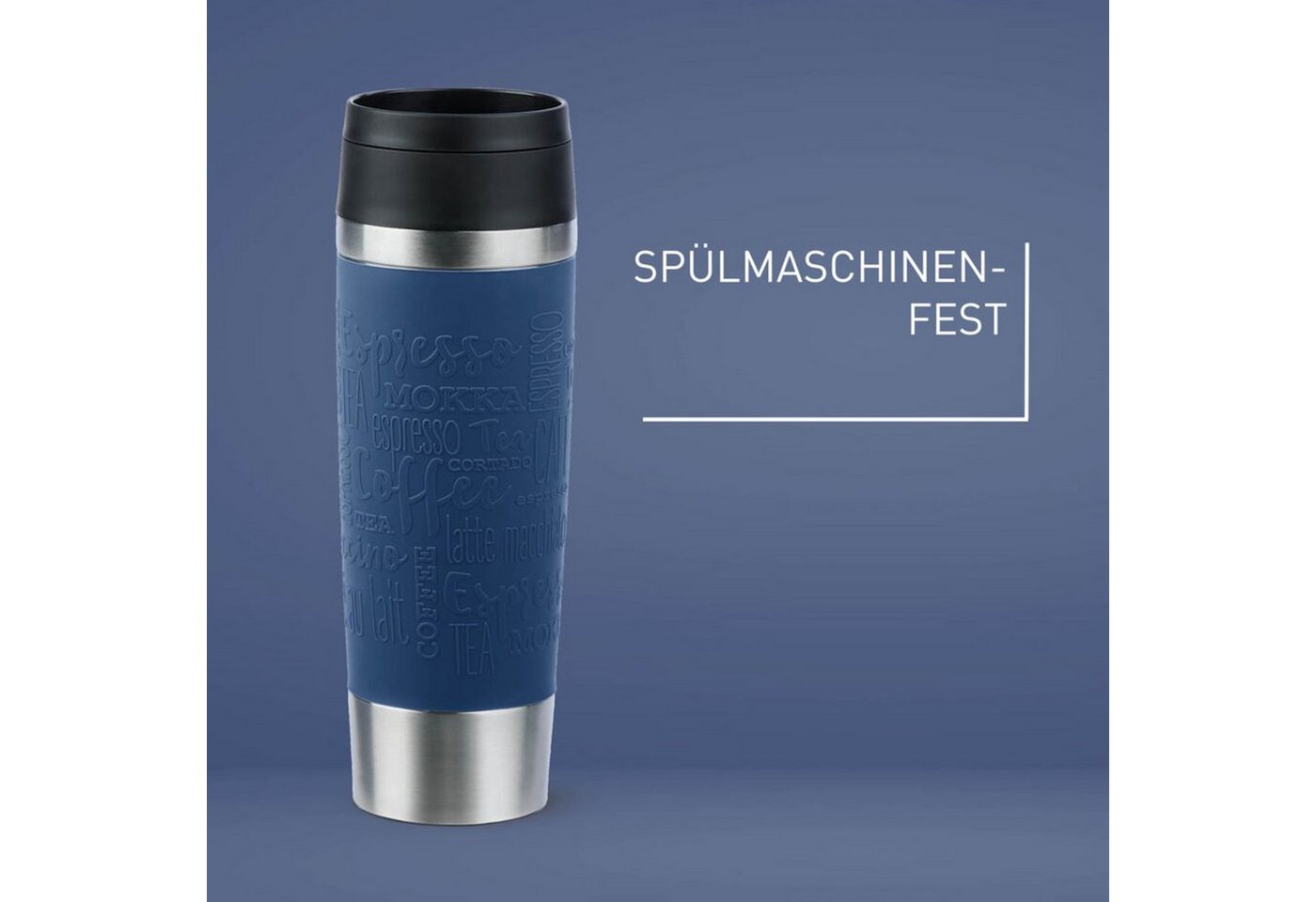 Emsa Thermobecher Travel Mug Classic, mit 360°-Trinköffnung, auslaufsicher, rutschfest, Edelstahl, Kunststoff, Silikon, 4h heiß, 8h kalt - 360 ml / 6h heiß, 12h – Bild 4 von 5