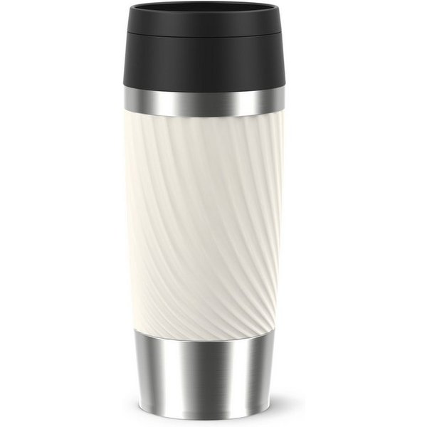 Emsa Thermobecher Travel Mug Classic Twist, 1-tlg., Edelstahl, Kunststoff, Silikon, 0,36 Liter, Comfort-Schraubverschluss, Quick-Press, auslaufsicher