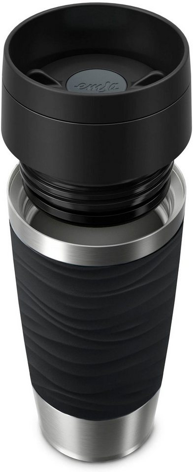 Emsa Thermobecher Travel Mug Classic Wave, Edelstahl, Kunststoff, Silikon, 100% dicht, spülmaschinenfest, 360°-Trinköffnung – Bild 3 von 5