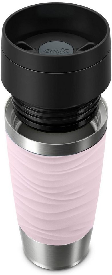 Emsa Thermobecher Travel Mug Classic Wave, Edelstahl, Kunststoff, Silikon, 100% dicht, spülmaschinenfest, 360°-Trinköffnung – Bild 3 von 5