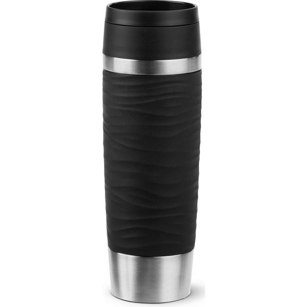 Emsa Thermobecher Travel Mug Classic Wave, Edelstahl, Kunststoff, Silikon, 100% dicht, spülmaschinenfest, 360°-Trinköffnung