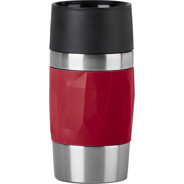Emsa Thermobecher Travel Mug Compact, Edelstahl, Kunststoff, Silikon, 0,3L, Edelstahl, 3h warm/6h kalt, 360°Trinköffnung, spülmaschinenfest