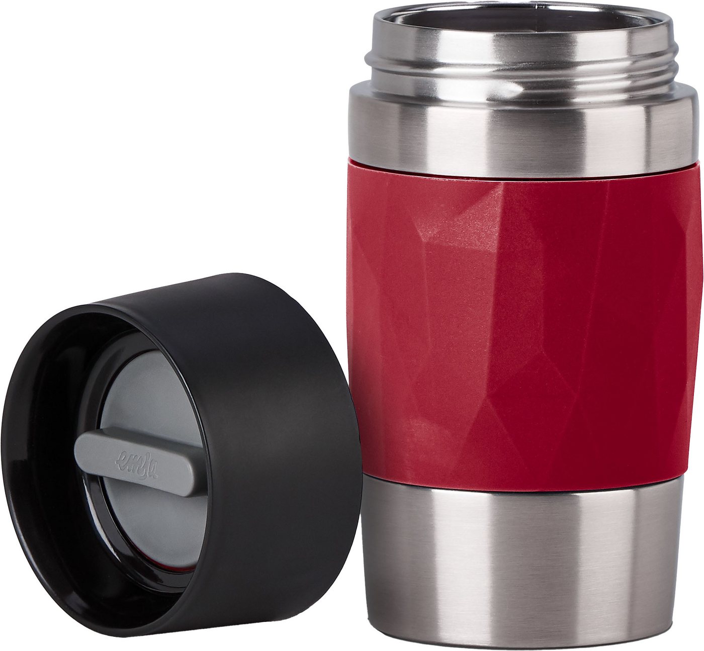 Emsa Thermobecher Travel Mug Compact, Edelstahl, Kunststoff, Silikon, 0,3L, Edelstahl, 3h warm/6h kalt, 360°Trinköffnung, spülmaschinenfest – Bild 2 von 5
