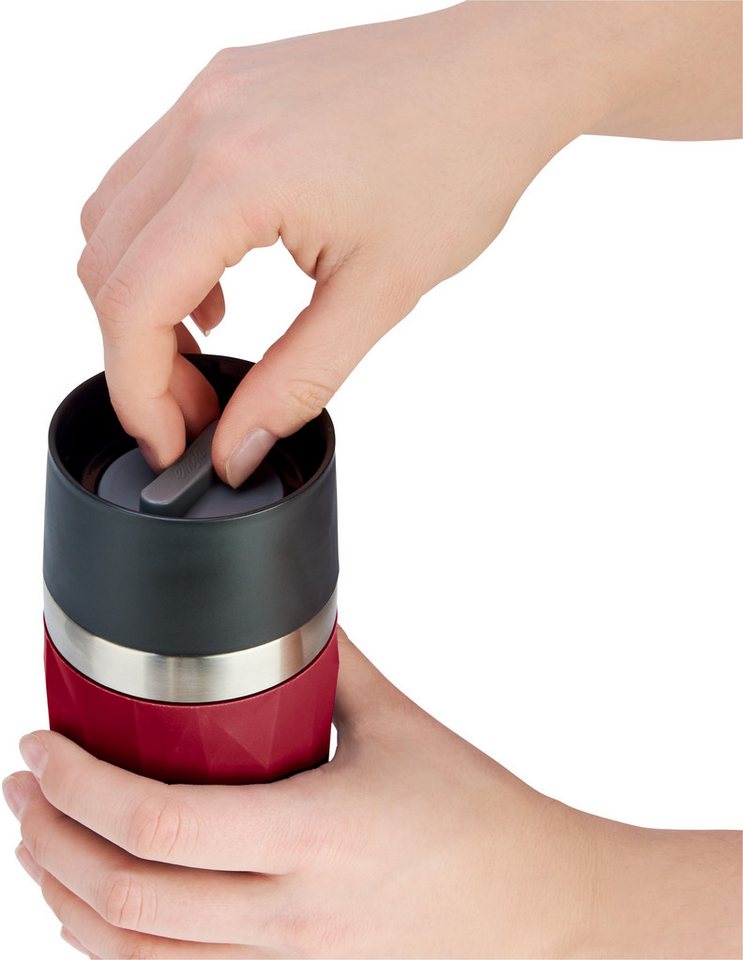 Emsa Thermobecher Travel Mug Compact, Edelstahl, Kunststoff, Silikon, 0,3L, Edelstahl, 3h warm/6h kalt, 360°Trinköffnung, spülmaschinenfest – Bild 4 von 5