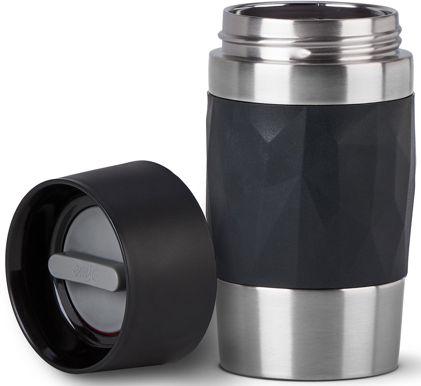 Emsa Thermobecher Travel Mug Compact, Edelstahl, Kunststoff, Silikon, 0,3L, Edelstahl, 3h warm/6h kalt, 360°Trinköffnung, spülmaschinenfest – Bild 2 von 5