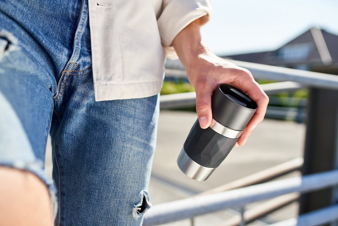Emsa Thermobecher Travel Mug Compact, Edelstahl, Kunststoff, Silikon, 0,3L, Edelstahl, 3h warm/6h kalt, 360°Trinköffnung, spülmaschinenfest – Bild 5 von 5