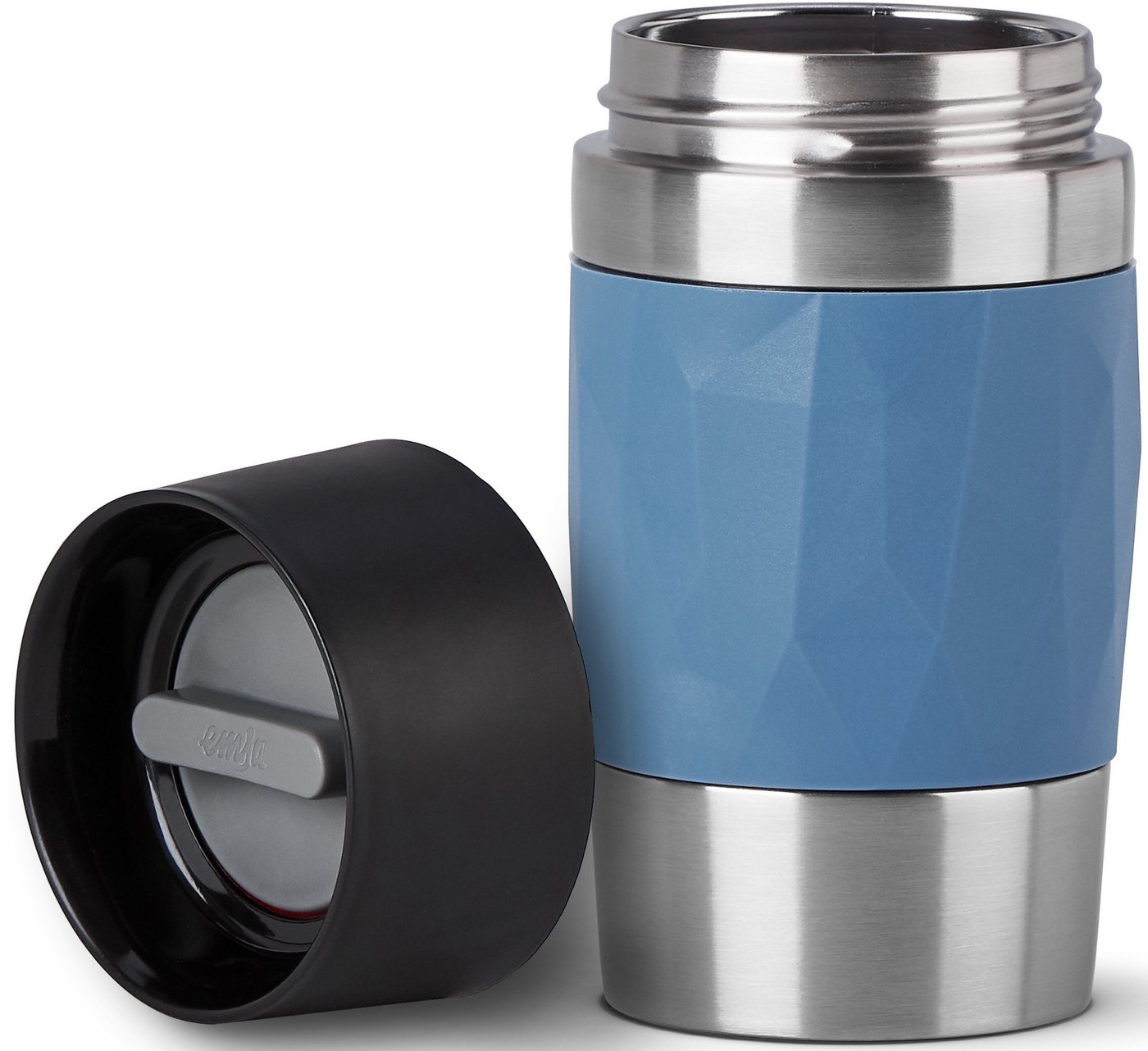 Emsa Thermobecher Travel Mug Compact, Edelstahl, Kunststoff, Silikon, 0,3L, Edelstahl, 3h warm/6h kalt, 360°Trinköffnung, spülmaschinenfest – Bild 2 von 5