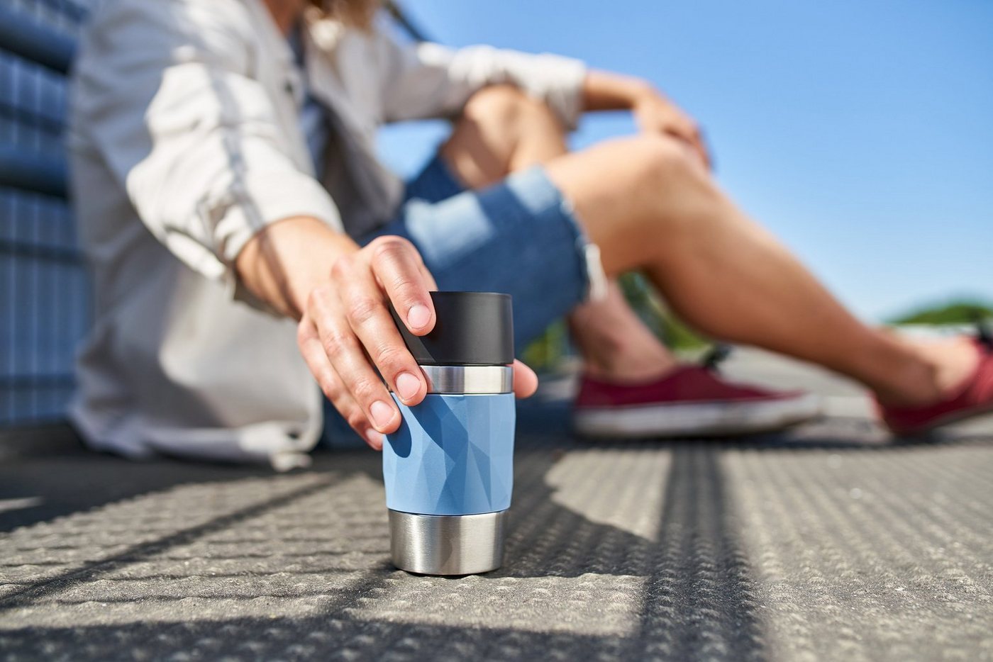 Emsa Thermobecher Travel Mug Compact, Edelstahl, Kunststoff, Silikon, 0,3L, Edelstahl, 3h warm/6h kalt, 360°Trinköffnung, spülmaschinenfest – Bild 5 von 5