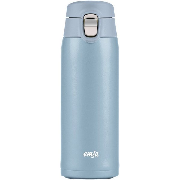 Emsa Thermobecher Travel Mug, Edelstahl, Kunststoff, 0,4L, leicht, Edelstahl, Klappverschluss, 100% dicht, 8h heiß/16h kalt