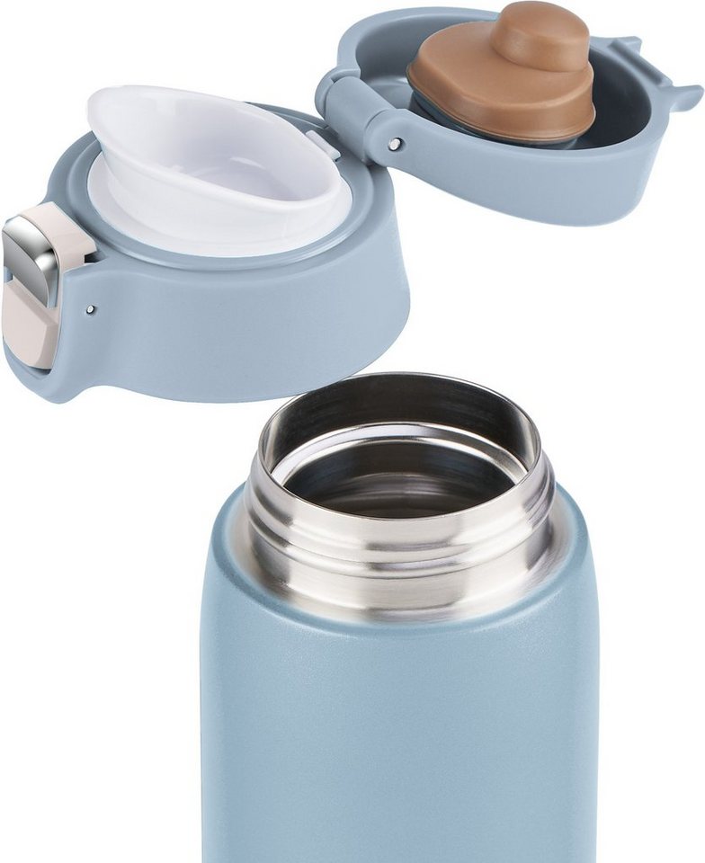 Emsa Thermobecher Travel Mug, Edelstahl, Kunststoff, 0,4L, leicht, Edelstahl, Klappverschluss, 100% dicht, 8h heiß/16h kalt – Bild 4 von 5