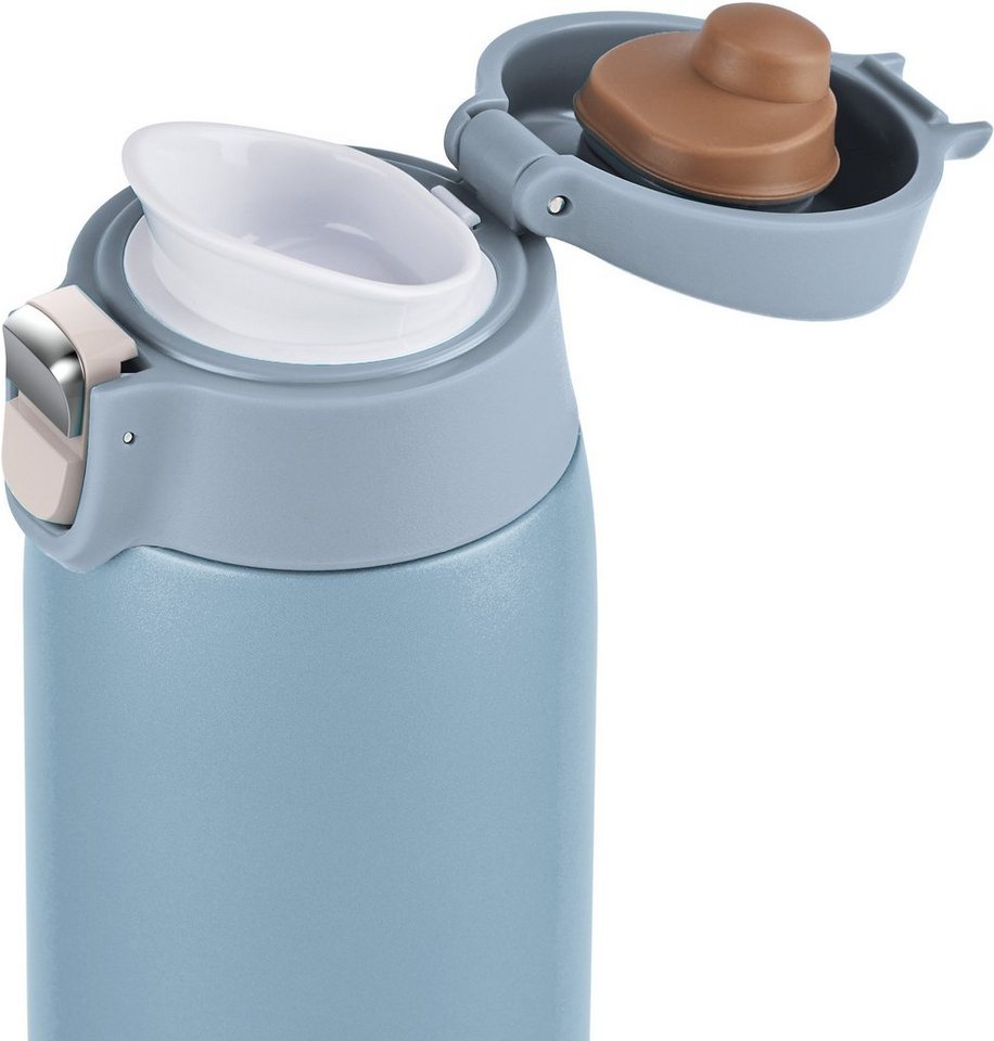 Emsa Thermobecher Travel Mug, Edelstahl, Kunststoff, 0,4L, leicht, Edelstahl, Klappverschluss, 100% dicht, 8h heiß/16h kalt – Bild 5 von 5