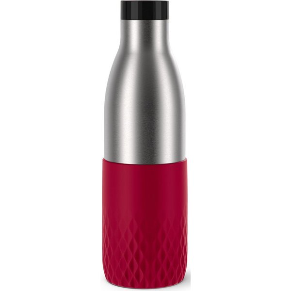 Emsa Trinkflasche Bludrop Sleeve, Edelstahl/Silikon, Quick-Press, 12h warm/24h kühl