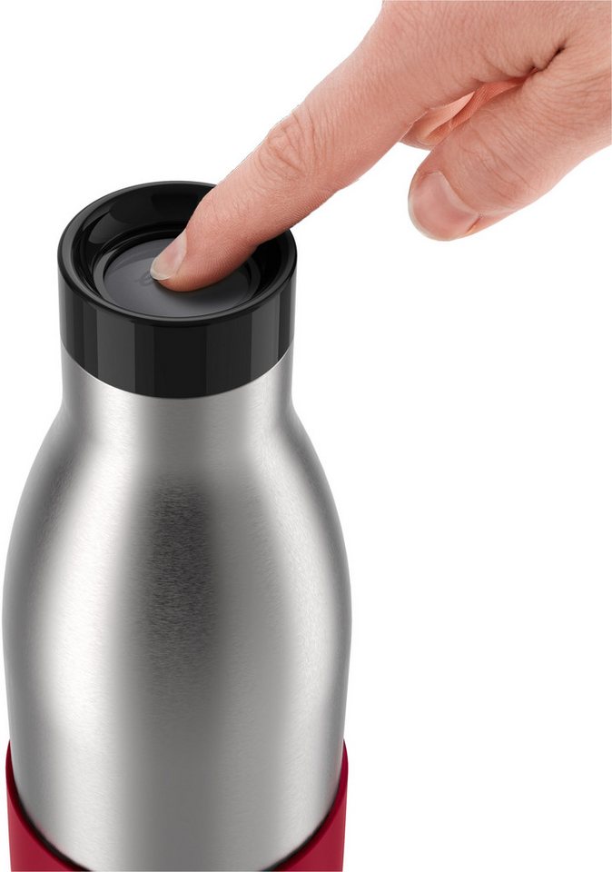 Emsa Trinkflasche Bludrop Sleeve, Edelstahl/Silikon, Quick-Press, 12h warm/24h kühl – Bild 4 von 5