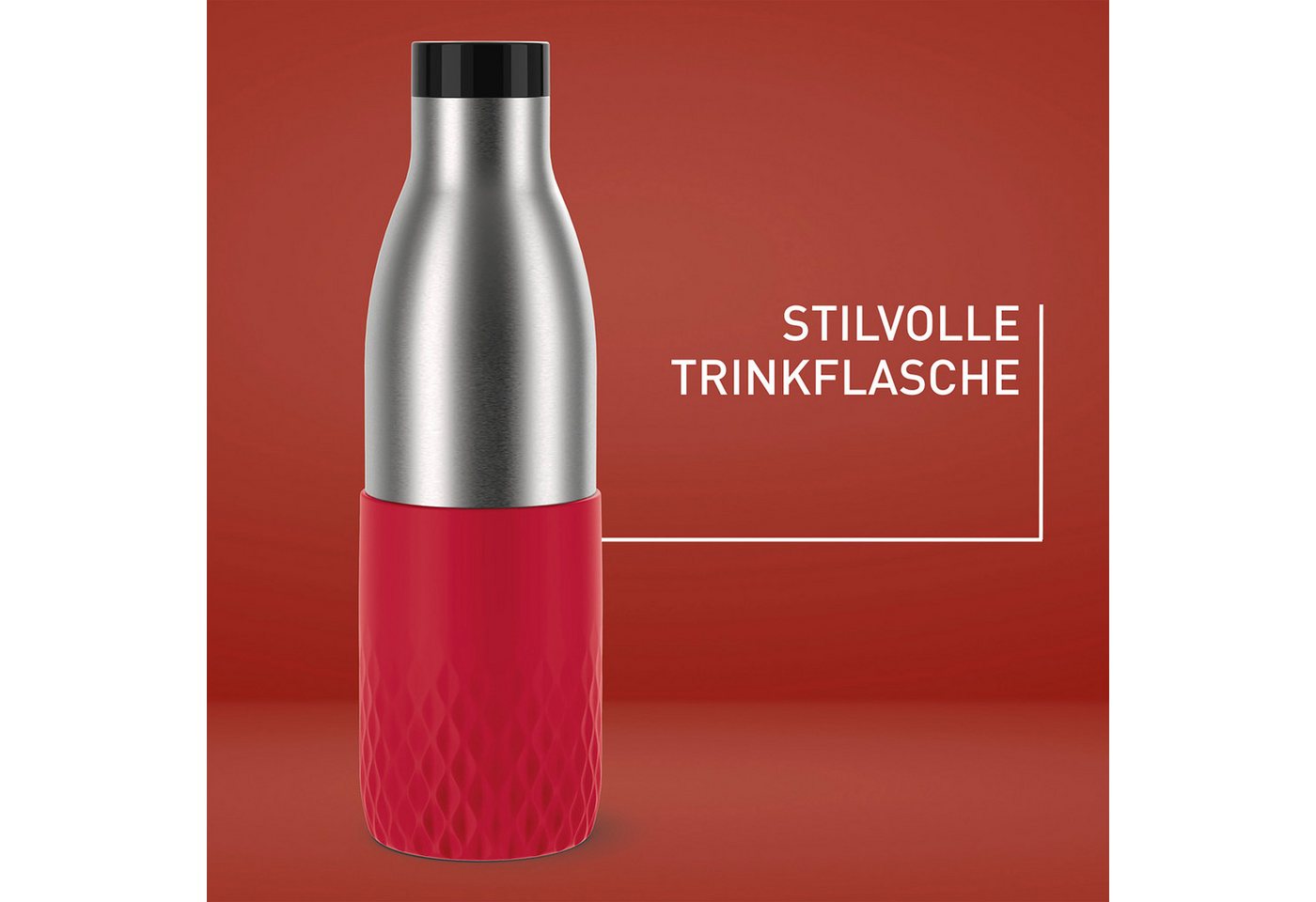 Emsa Trinkflasche Bludrop Sleeve, Edelstahl/Silikon, Quick-Press, 12h warm/24h kühl – Bild 5 von 5