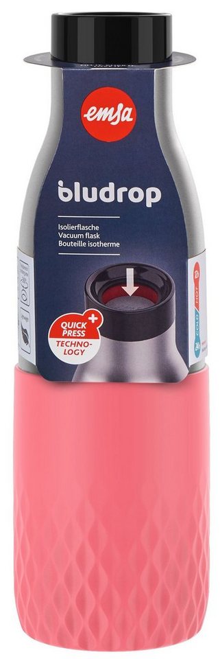 Emsa Trinkflasche Bludrop Sleeve, Edelstahl/Silikon, Quick-Press, 12h warm/24h kühl – Bild 2 von 5