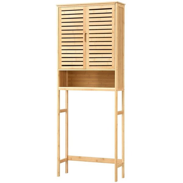 en.casa Badregal, Geta Toilettenschrank 170 x 66 x 23 cm Bambus Natur