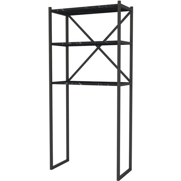 en.casa Badregal, Askersund Waschmaschinenregal 160x66x34cm Marmor-Optik, schwarz