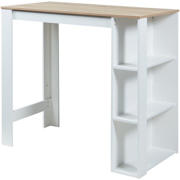 en.casa Bartisch, »Danderyd« 120x60x106 cm mit 3 Ablagefächern Weiß/Eicheoptik