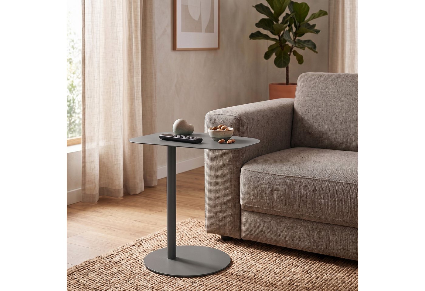 en.casa Beistelltisch, »Nastätten« Balkontisch aus Metall 50 x 50 x 38 cm Grau, matt – Bild 5 von 5