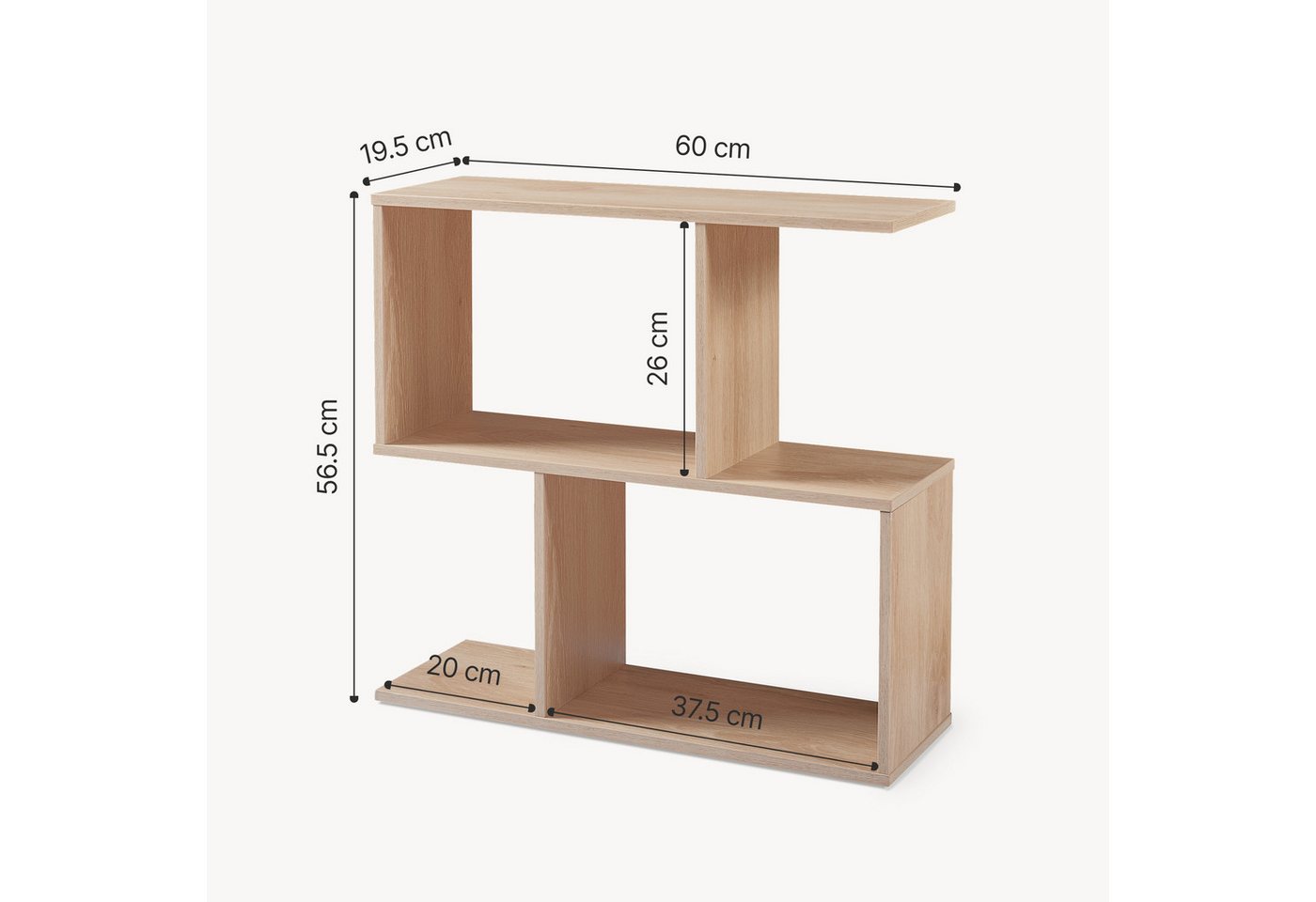 en.casa Beistelltisch, »Koxjö« mit Stauraum 57 x 60 x 20 cm Eicheoptik – Bild 5 von 5