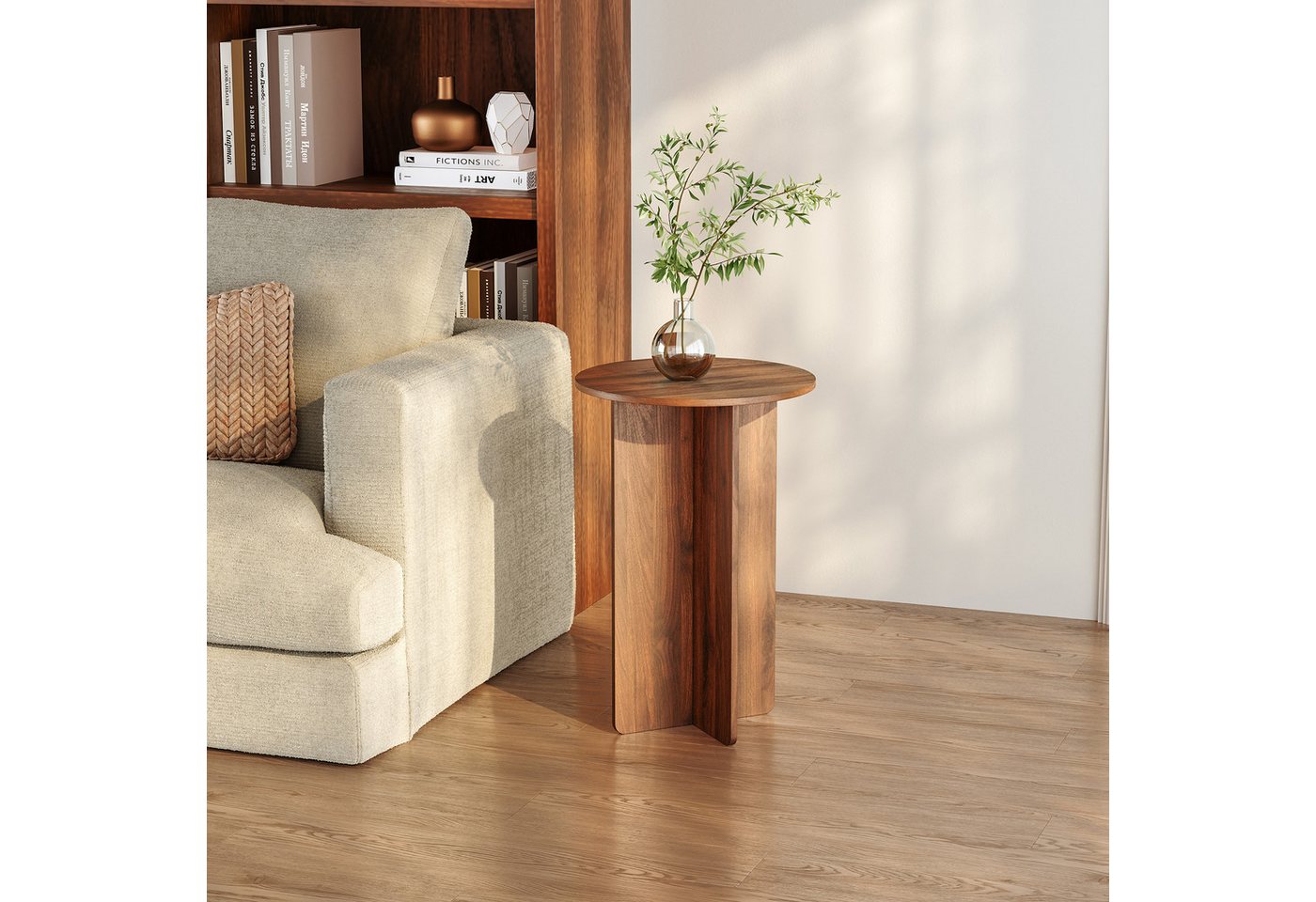 en.casa Beistelltisch, »Vappevn« 60 x Ø40 cm rund Walnussoptik – Bild 2 von 5